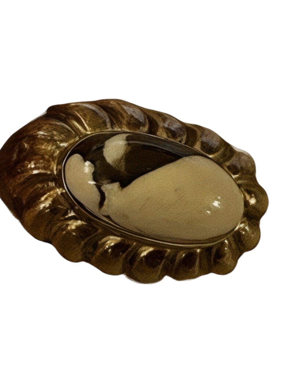 Dian Malouf 14k Gold Sterling Silver Peanut Wood Ring 5.5